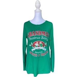 Greensource Brand Apparel Womens Green Christmas Grandma Tee Size Large